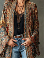 Carcy | Boho Embroidered Kimono Cardigan