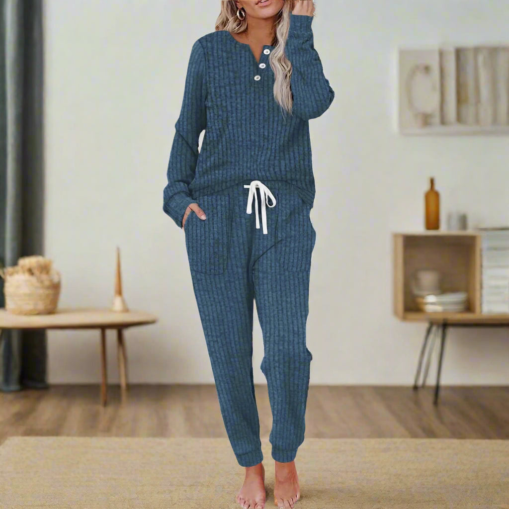 Avery | Relaxed Drawstring Lounge Set – Blue