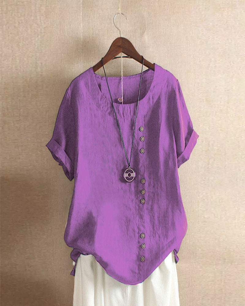Amaya | Effortless Button Detail Summer Blouse – Purple