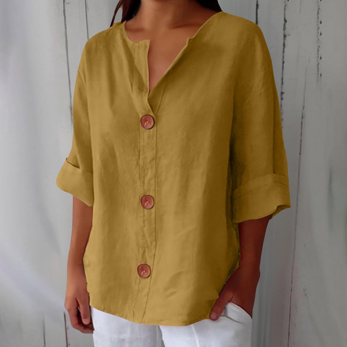 Hazel | Loose-fitting Summer Blouse – Yellow