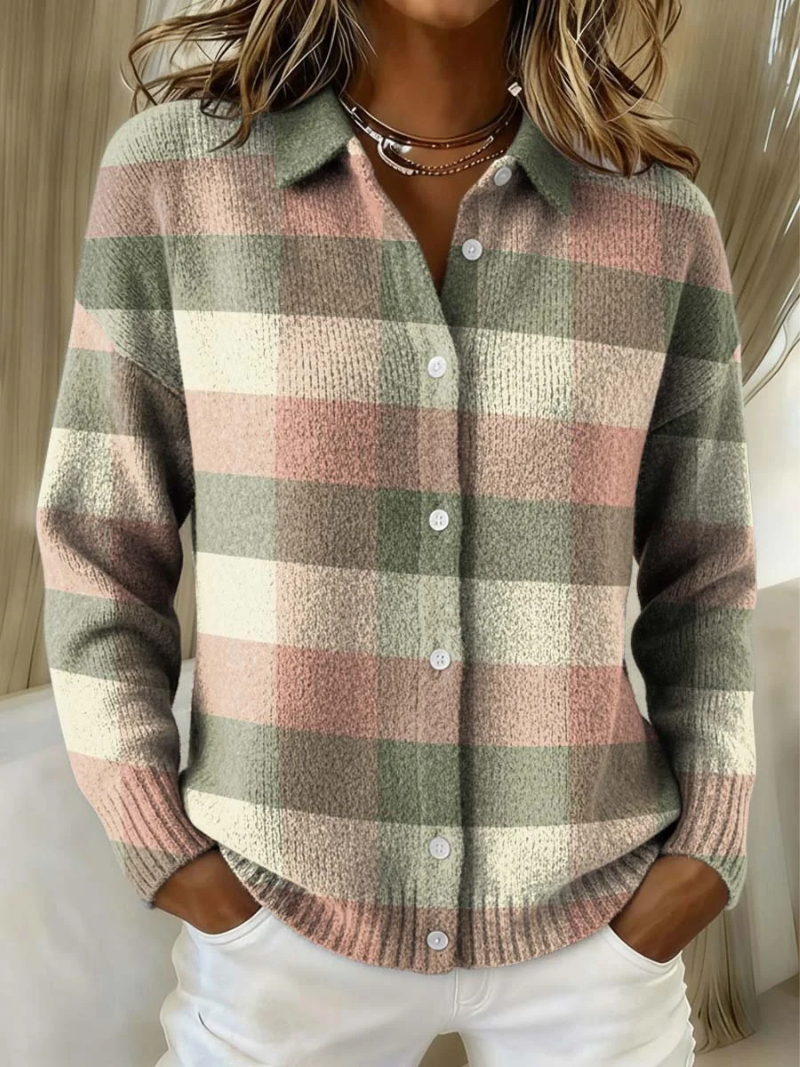 Tawney | Pastel Plaid Cardigan – Sage & Rose Plaid