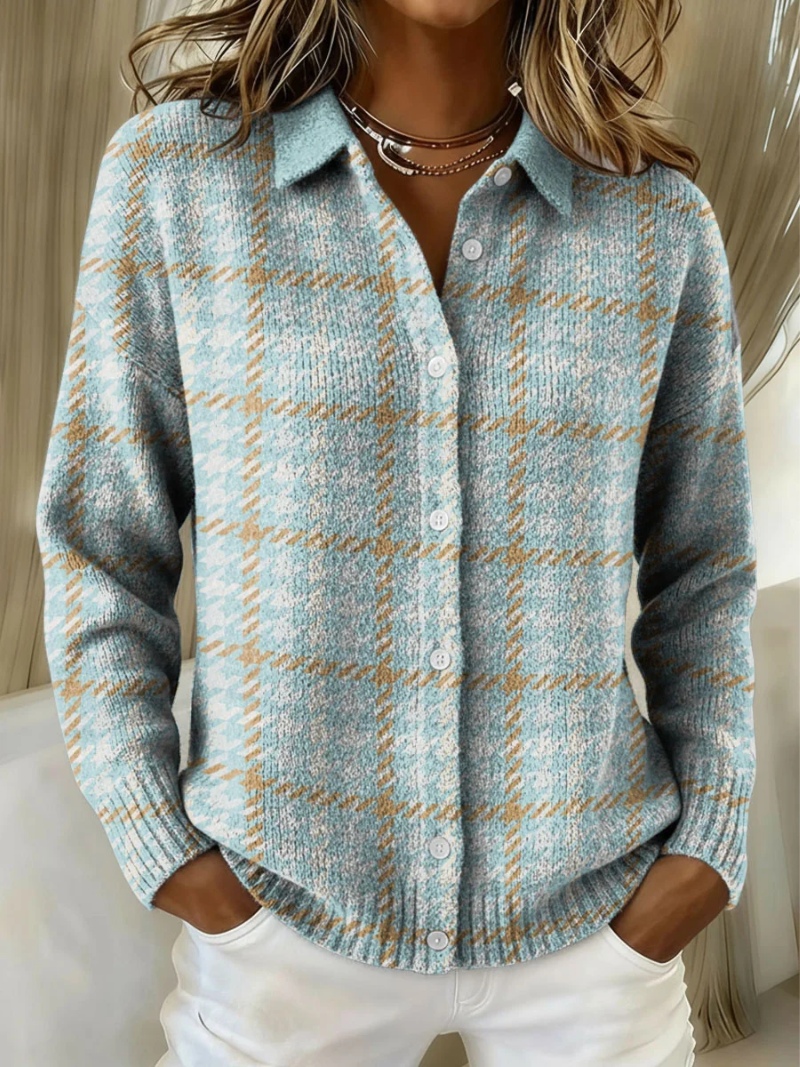Kinsleigh | Sky Plaid Button Cardigan – Sky Blue