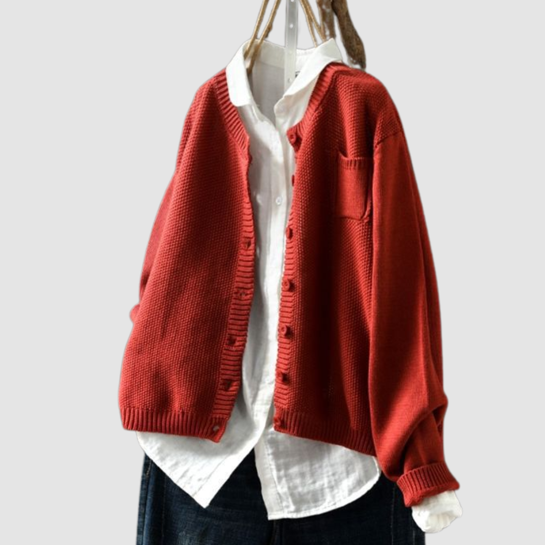 Berlinda | Cozy Knit Cardigan – Red