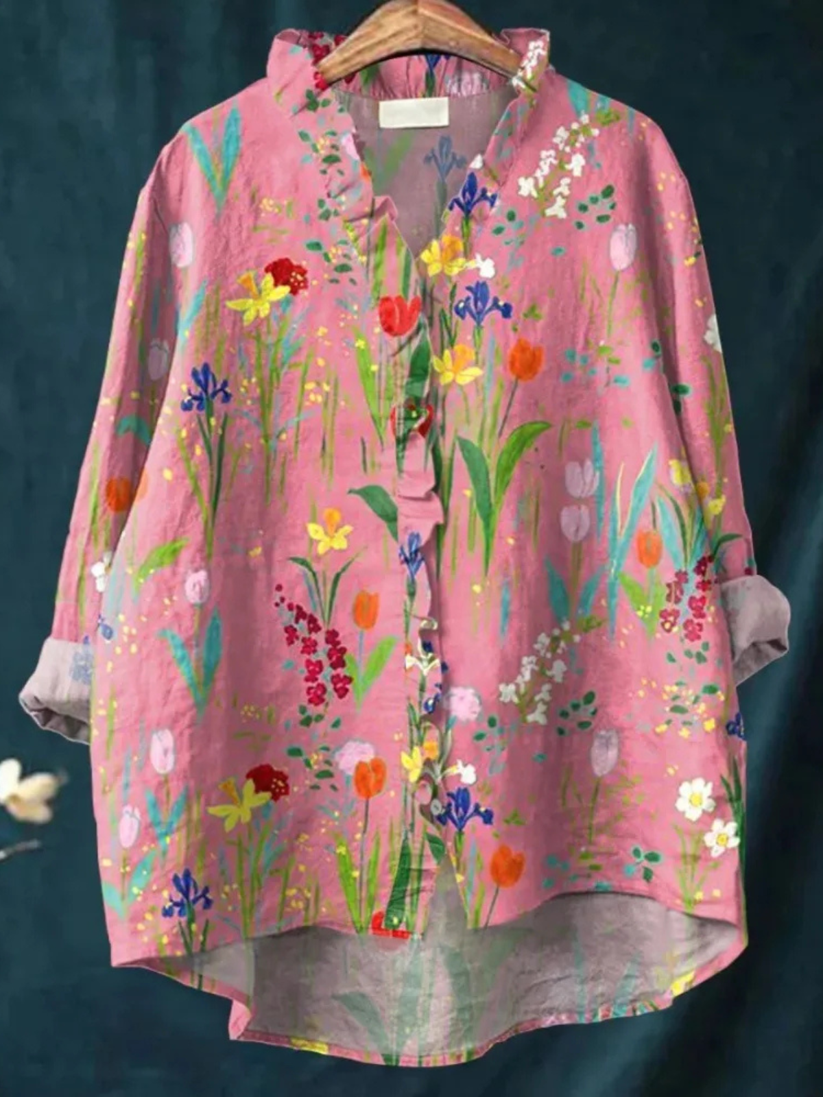 Elodie | Wildflower Garden Ruffle Blouse – Pink