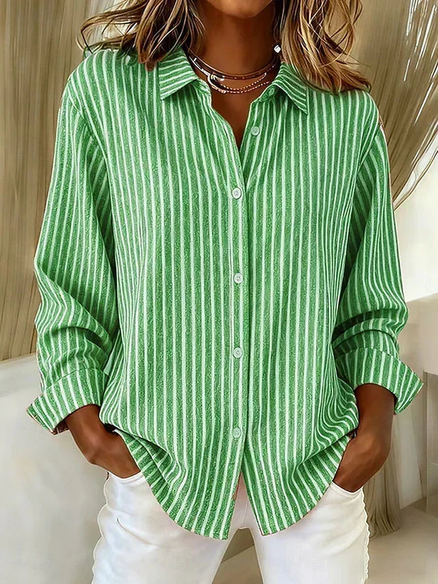Jacqueline | Striped Button-Down Shirt – Green