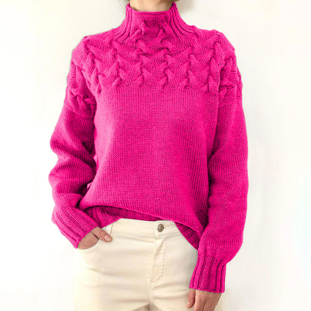 Andrea | Elegant Turtleneck Knit Sweater – Pink