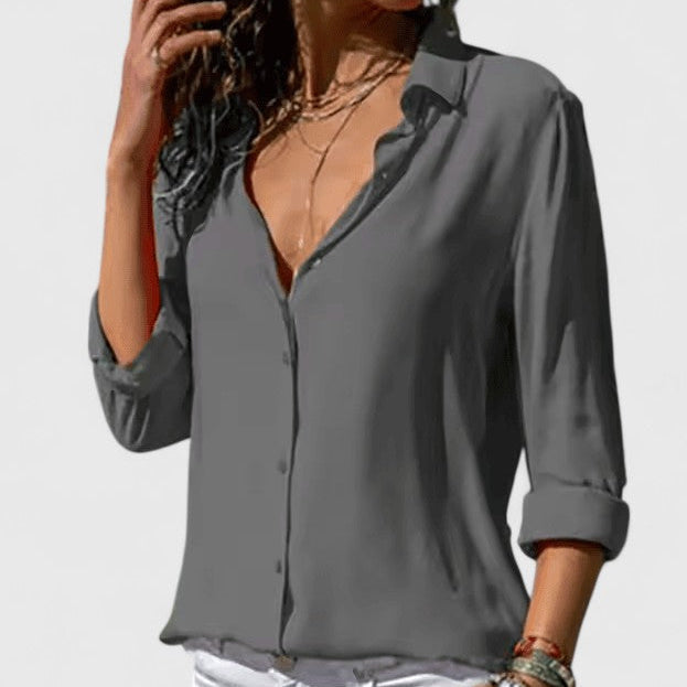 Aveline | Cardigan Blouse – Gray