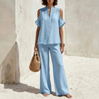 Bernadette Zip Neck Pants Set