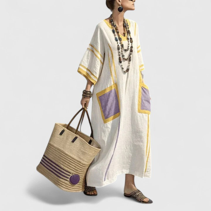 Arabella | Elegant Bohemian Dress – Yellow Purple