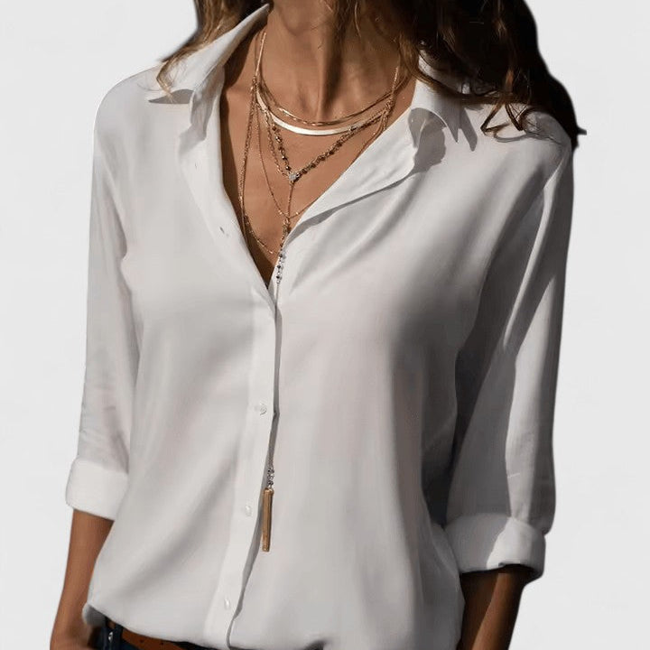 Aveline | Cardigan Blouse – White