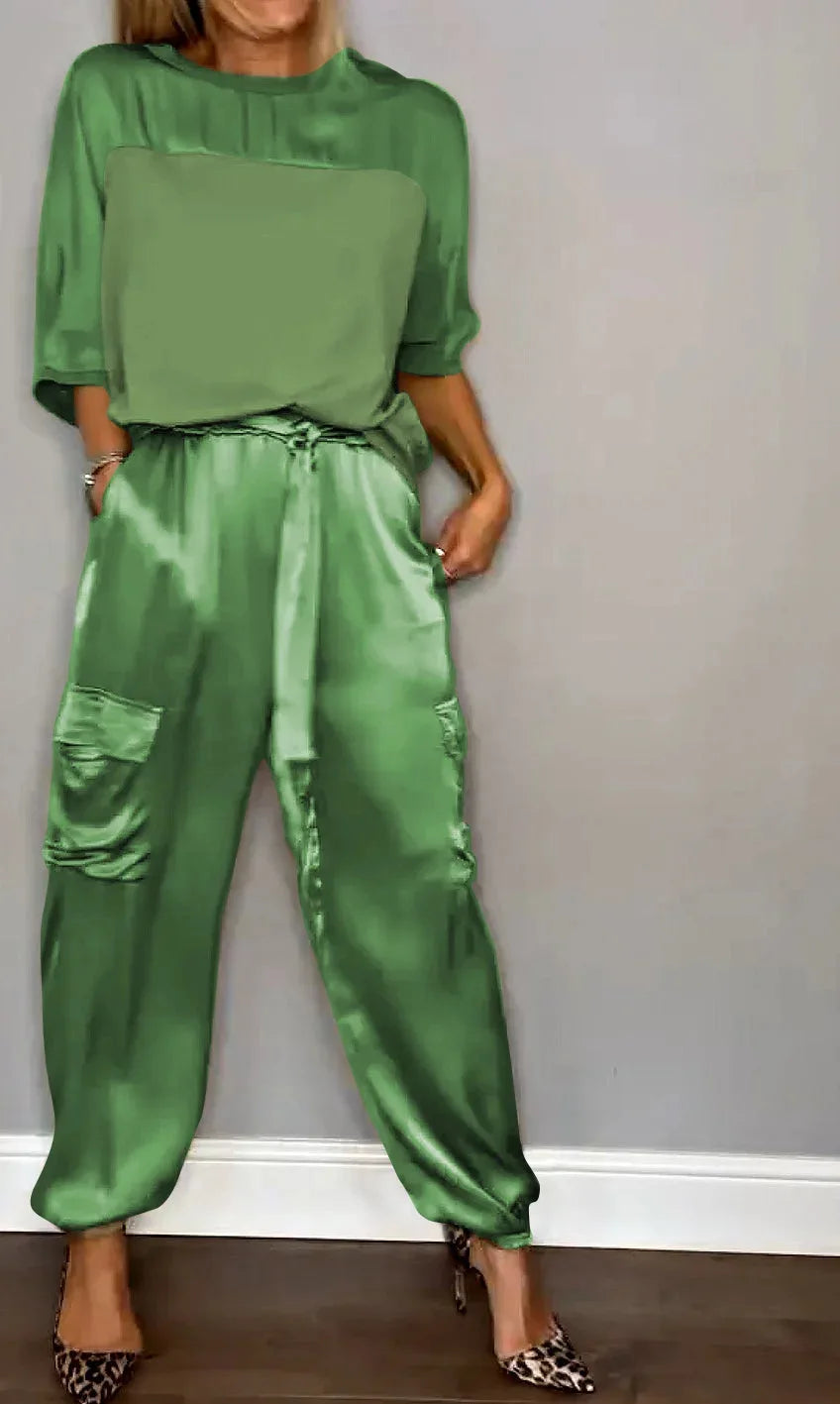 Azelda | Luxe Stylish Flowing Two Piece Set – Green