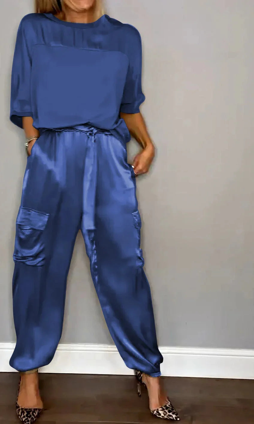 Azelda | Luxe Stylish Flowing Two Piece Set – Blue