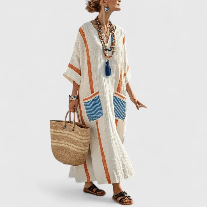 Arabella | Elegant Bohemian Dress – Orange Blue