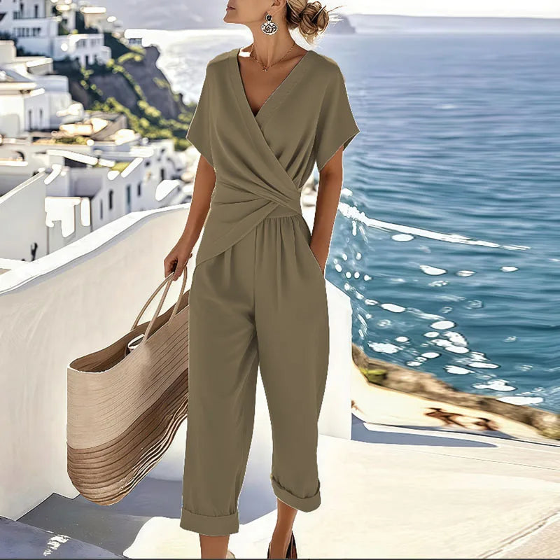 Colleen Elegant Two-Piece Set – Khaki