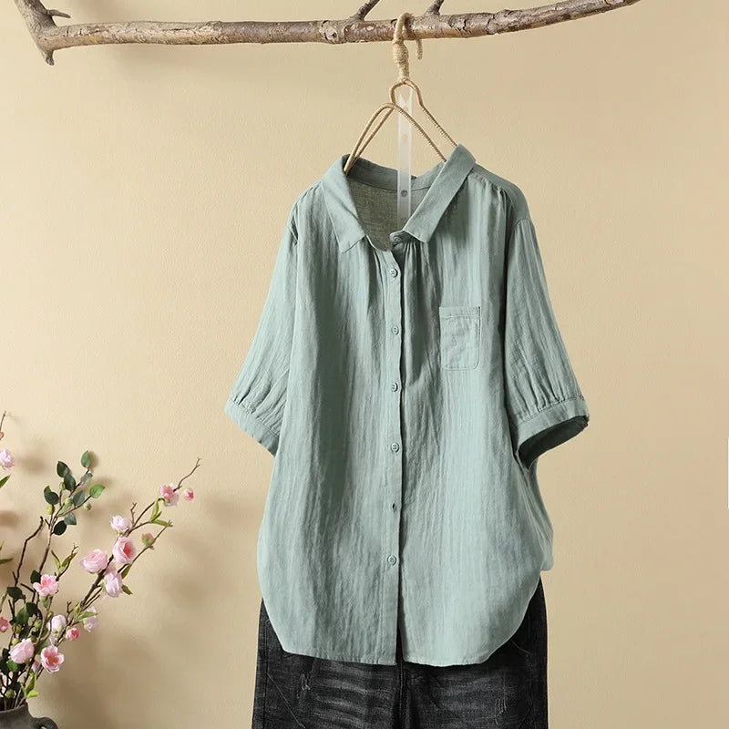 Briana | Loose Casual Blouse – Green