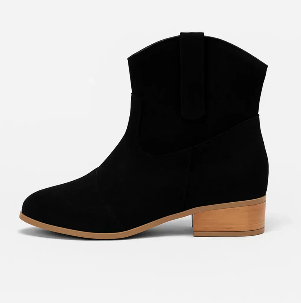 Suedellea | Western Suede Boots – Black