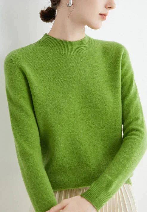 Aurelia | Soft-Touch High-Neck Classic Style Sweater – Green