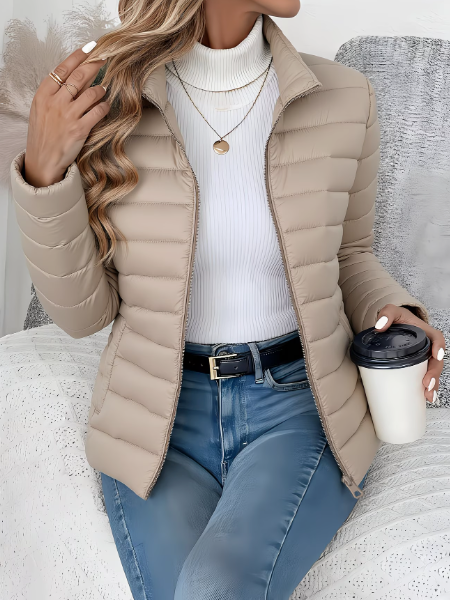 Brianna | Lightweight Quilted Spring Jacket – Beige