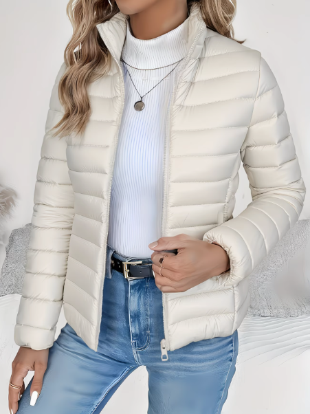 Brianna | Lightweight Quilted Spring Jacket – Cream