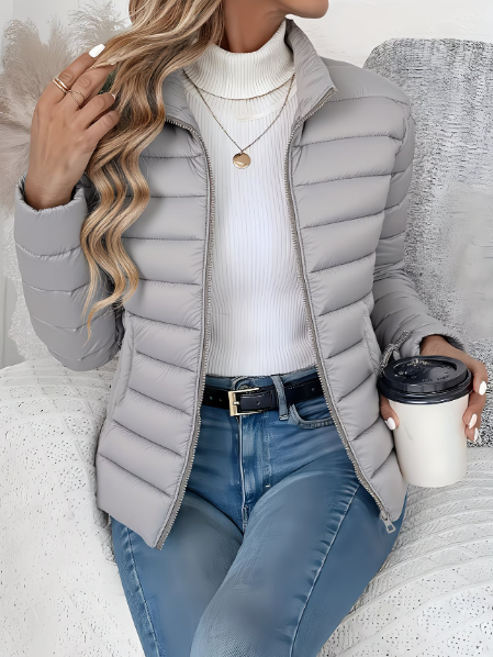 Brianna | Lightweight Quilted Spring Jacket – Gray