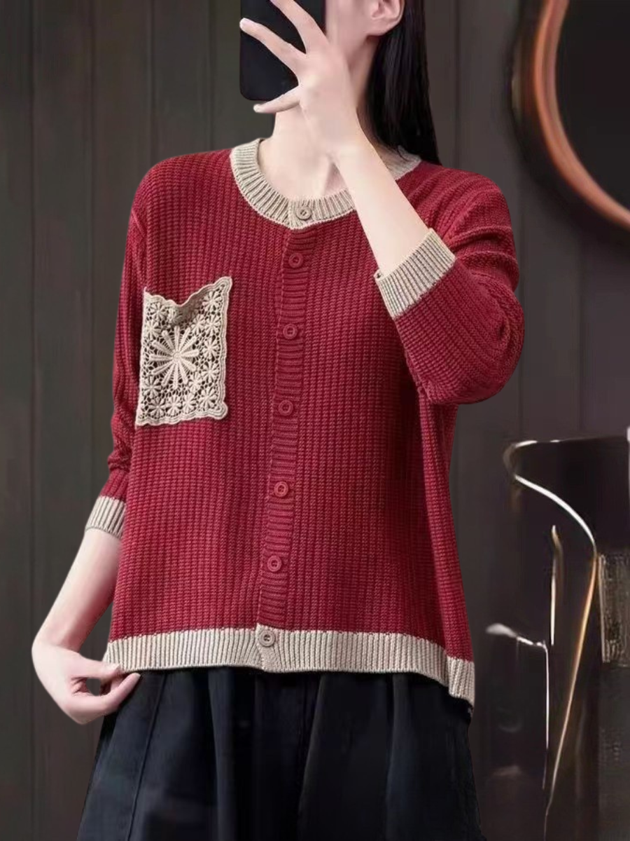 Aveline | Knit Cardigan – Red
