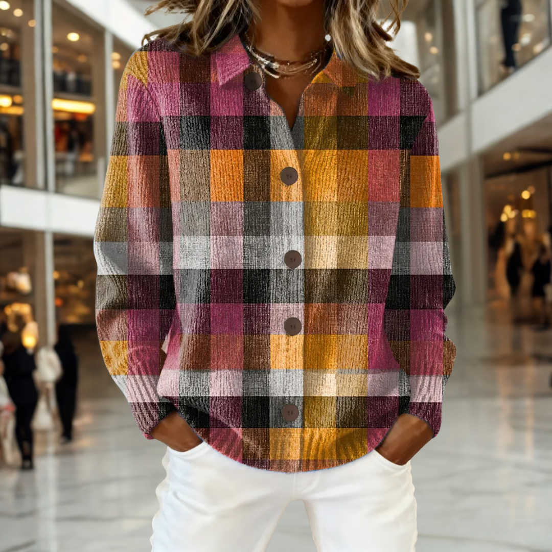 Amélie | Modern Plaid Statement Cardigan – Multicolor