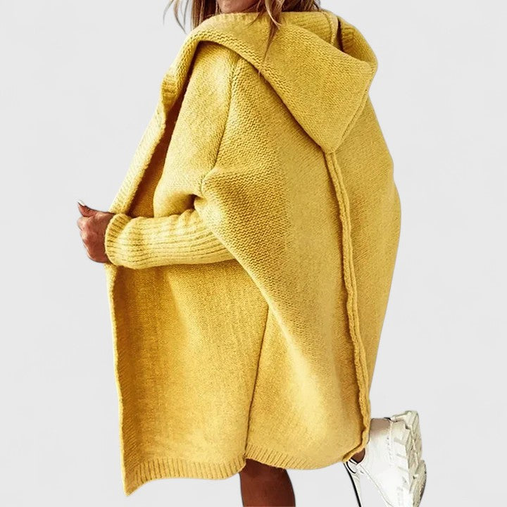 Avery | Womens Oversized Hooded Knit Cardigan – Yellow