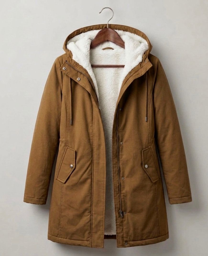 Marjorie Cozy Hooded Weatherproof Coat – Khaki