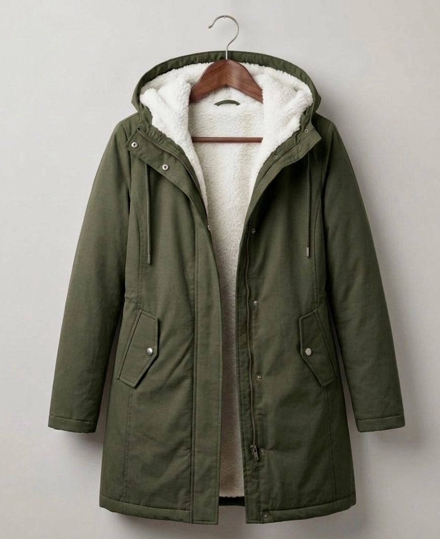 Marjorie Cozy Hooded Weatherproof Coat – Forest Green