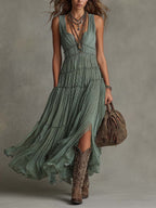 Ava | Gathered V-Neck Maxi