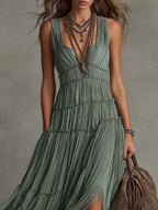 Ava | Gathered V-Neck Maxi