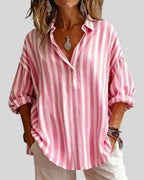 Nora | Loose Striped Blouse with Collar