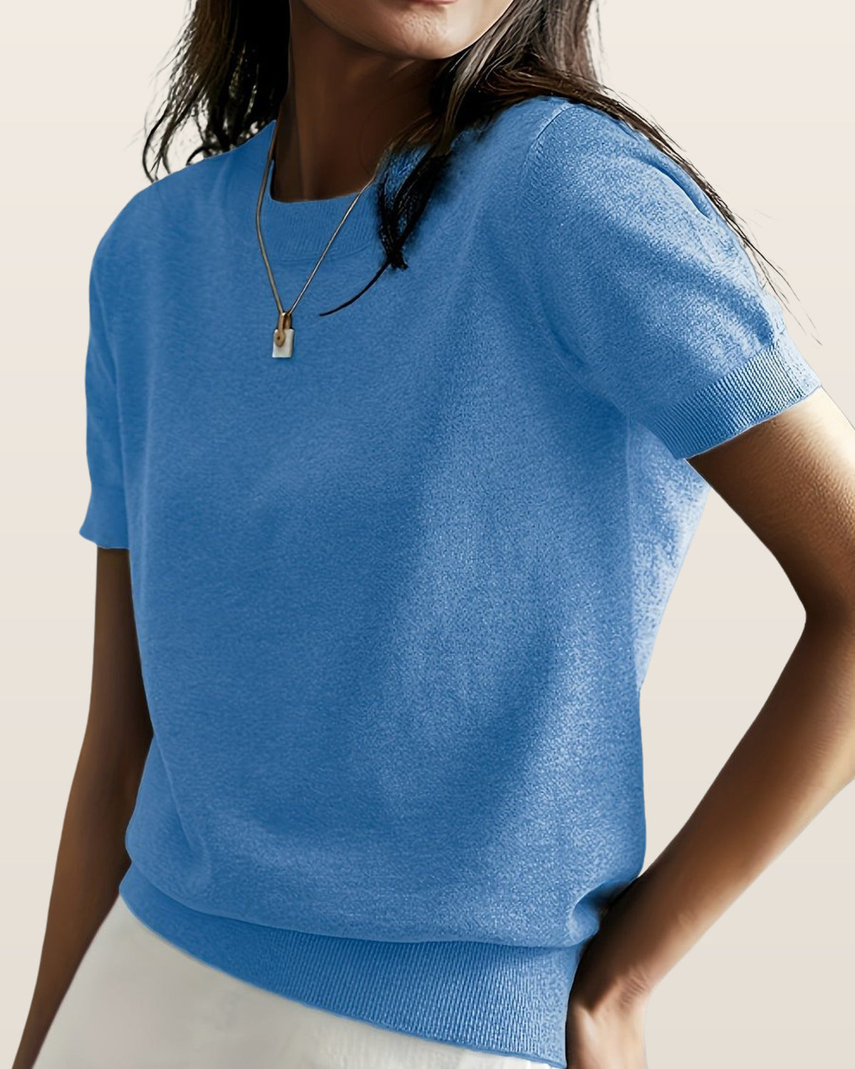 Amelia | Women's Relaxed-Fit Short-Sleeve Knit Sweater Top