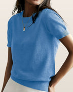 Amelia | Women's Relaxed-Fit Short-Sleeve Knit Sweater Top