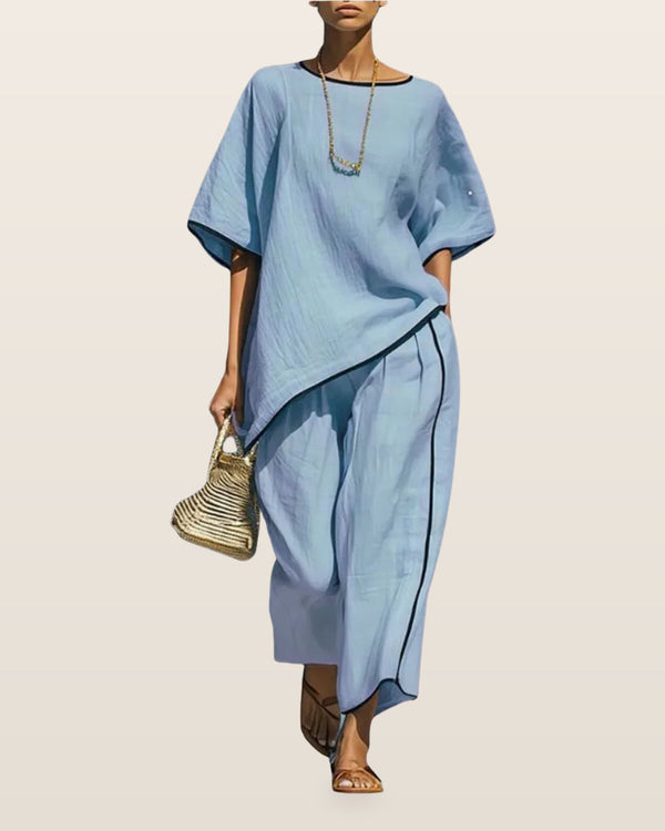 Anila Linen Cropped Pants Set