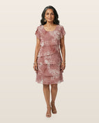 Aria | Soft Motif Tier Knee Length Dress