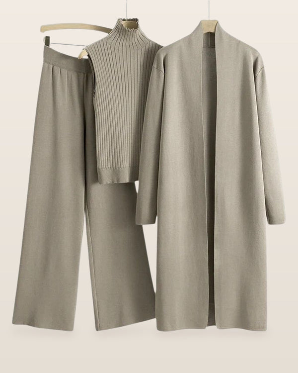 Aubrey | 3-Piece Elegant Knit Lounge Set – Khaki