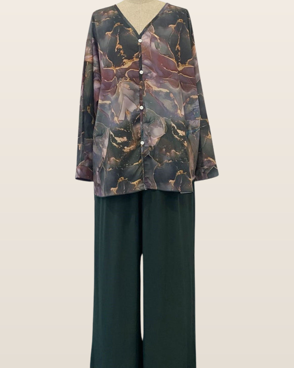 Aurora | Elegant Printed Two-Piece Set – Green