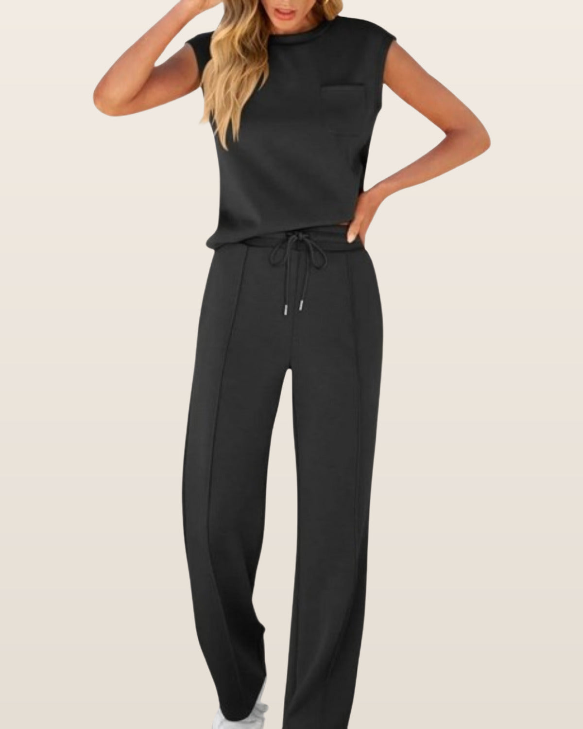 Ayla | Relaxed Soft-Lounge Two-Piece Set – Black