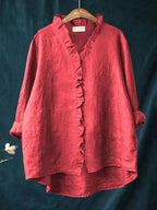 Cecily | Casual Ruffle V-Neck Blouse