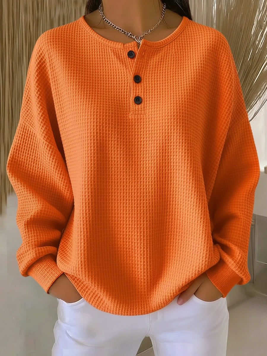 Anne | Casual sweatshirt with collar – Orange