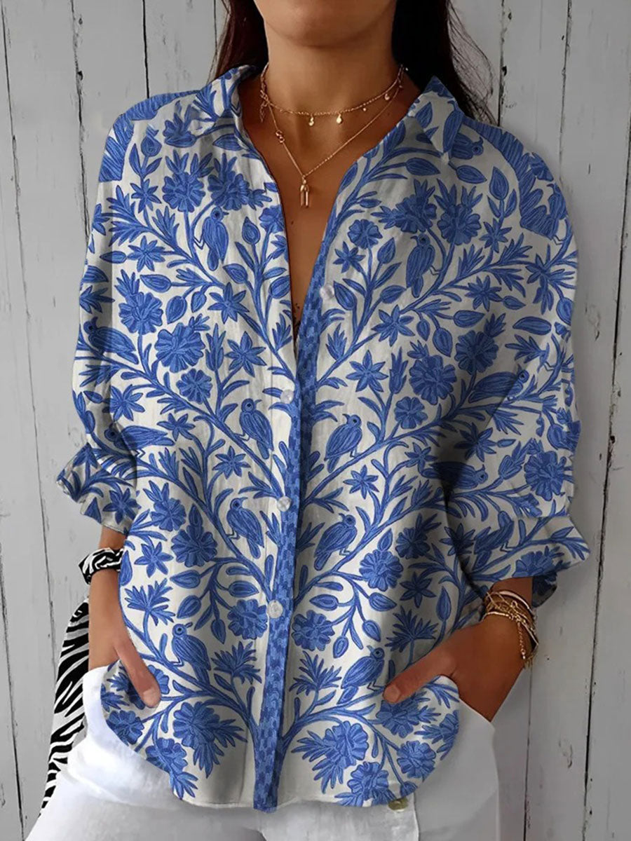 Frederikke | Blue Garden Blouse – Multicolour