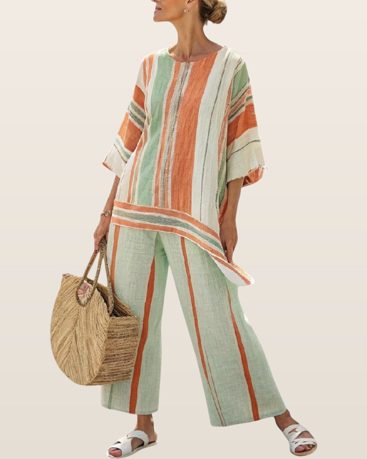 Bellmere | Elegant Asymmetrical Top & Wide-Leg Pants