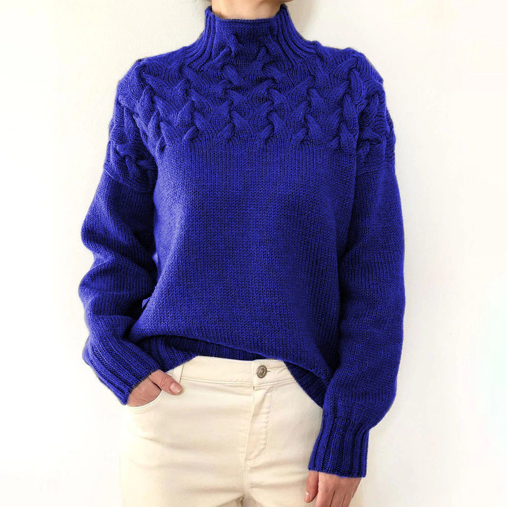 Andrea | Elegant Turtleneck Knit Sweater – Blue