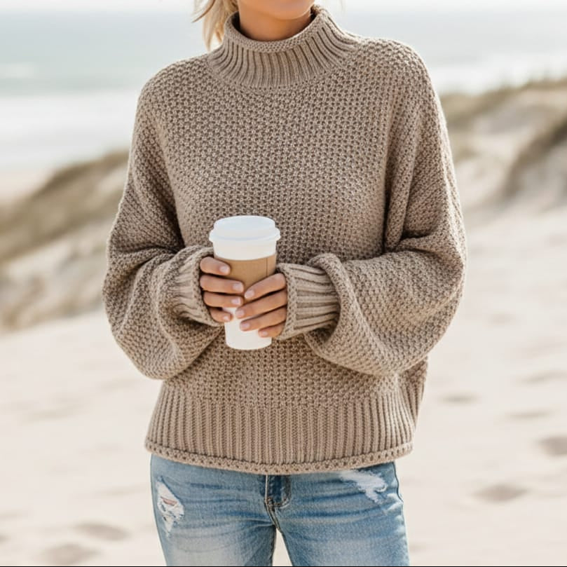Chloe | Knit Loose Pullover Fashion Sweater – Khaki