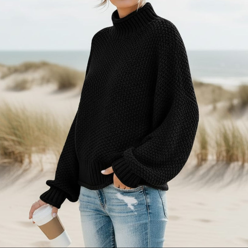 Chloe | Knit Loose Pullover Fashion Sweater – Black