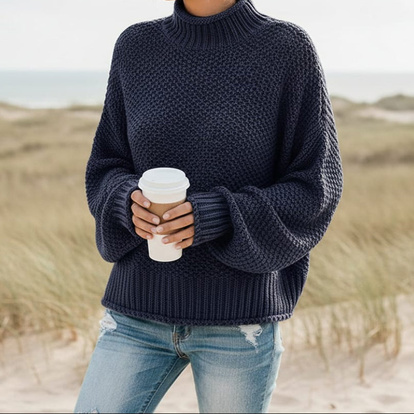 Chloe | Knit Loose Pullover Fashion Sweater – Navy Blue