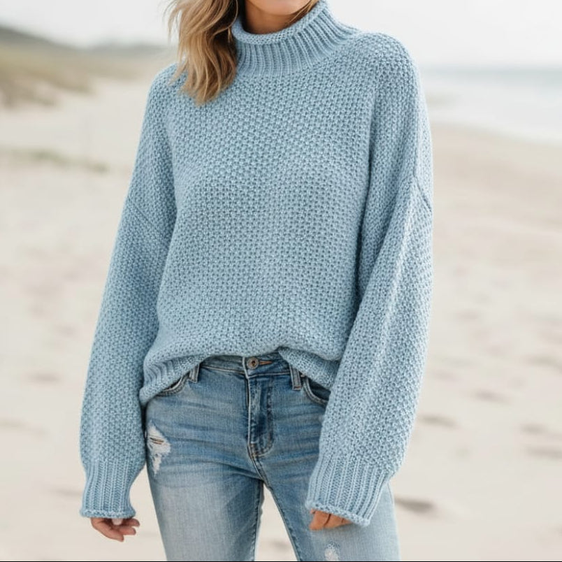 Chloe | Knit Loose Pullover Fashion Sweater – Light Blue