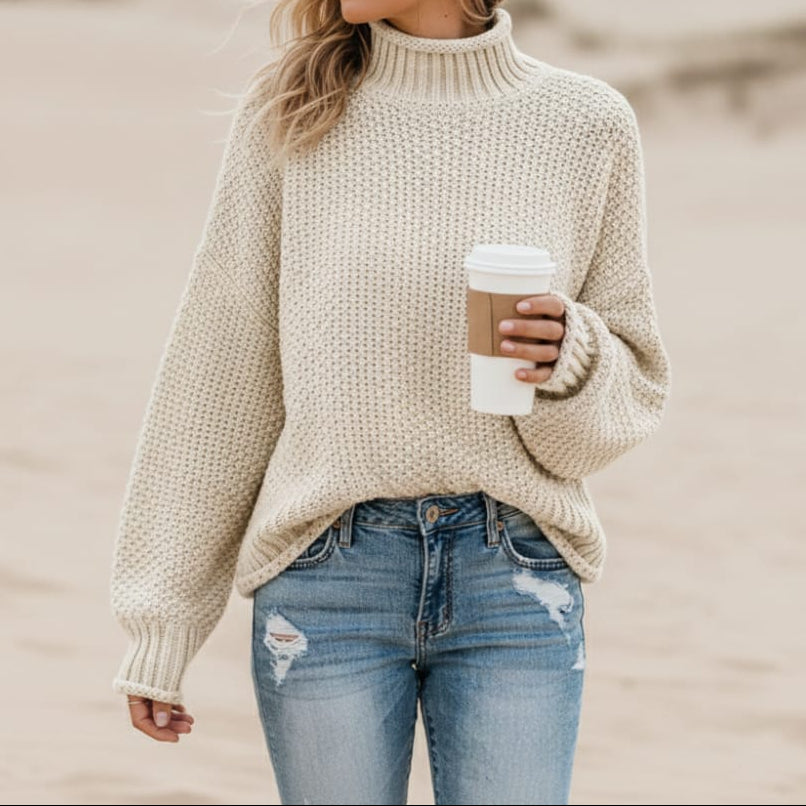 Chloe | Knit Loose Pullover Fashion Sweater – Off White