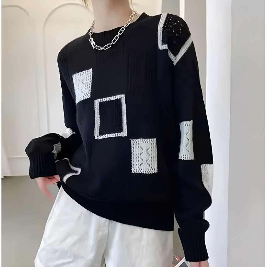 Avery | Geometric Patch Knit Sweater